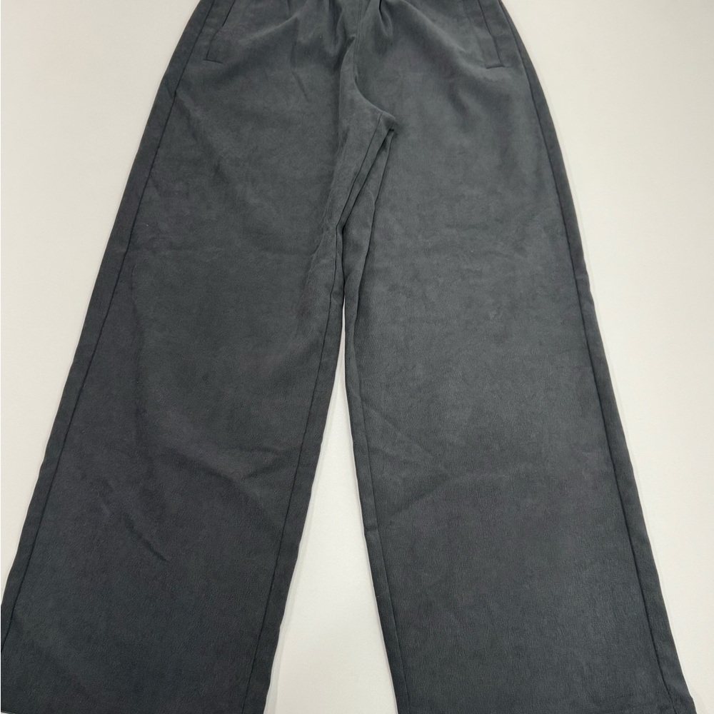 ZARA Charcoal Pull-On Casual Pants Relaxed Straight Leg Elastic Waist XS - Picture 7 of 15